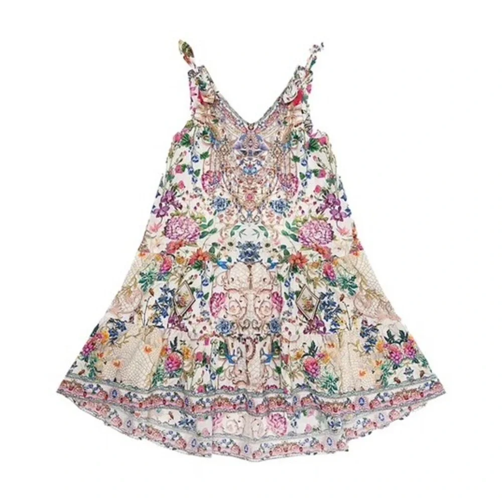 Milla by Camilla Girls Queensbee Tiered Cotton Dress Size 4 Floral Crystal
